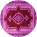 Round Machine Washable Persian Pink Traditional Rug, wshtr1486pnk