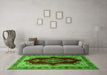 Machine Washable Persian Green Traditional Area Rugs in a Living Room,, wshtr1486grn