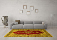 Machine Washable Persian Yellow Traditional Rug, wshtr1486yw