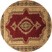 Round Persian Brown Traditional Rug, tr1486brn