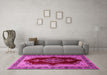 Machine Washable Persian Pink Traditional Rug in a Living Room, wshtr1486pnk