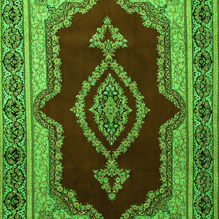 Serging Thickness of Machine Washable Persian Green Traditional Area Rugs, wshtr1486grn