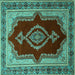 Square Persian Turquoise Traditional Rug, tr1486turq