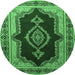 Round Persian Emerald Green Traditional Rug, tr1486emgrn