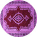 Round Machine Washable Persian Purple Traditional Area Rugs, wshtr1486pur