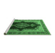 Sideview of Machine Washable Persian Emerald Green Traditional Area Rugs, wshtr1486emgrn