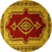 Round Machine Washable Persian Yellow Traditional Rug, wshtr1486yw