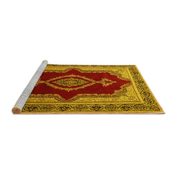 Sideview of Machine Washable Persian Yellow Traditional Rug, wshtr1486yw