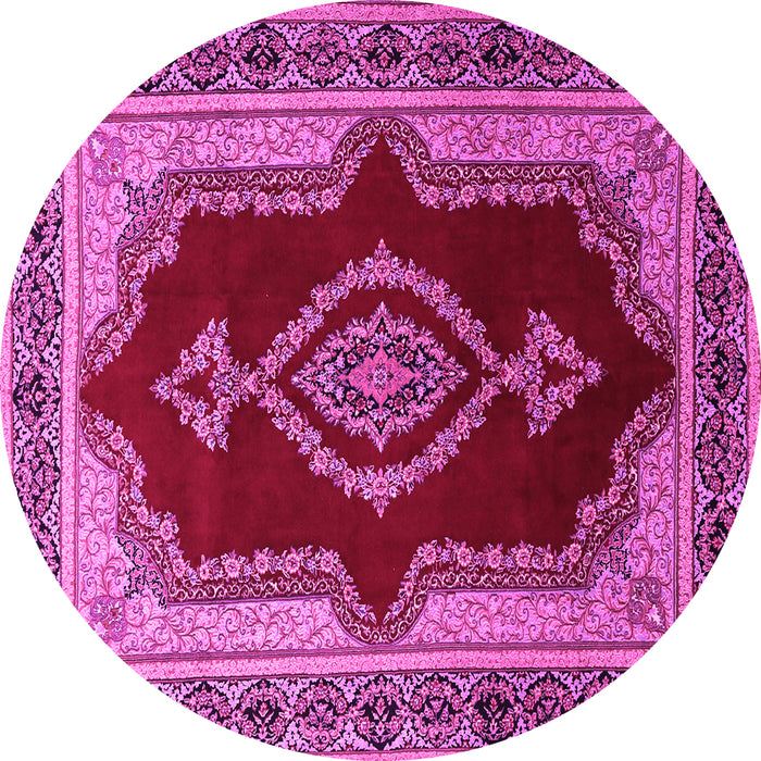 Round Persian Pink Traditional Rug, tr1486pnk