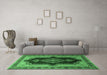 Machine Washable Persian Emerald Green Traditional Area Rugs in a Living Room,, wshtr1486emgrn