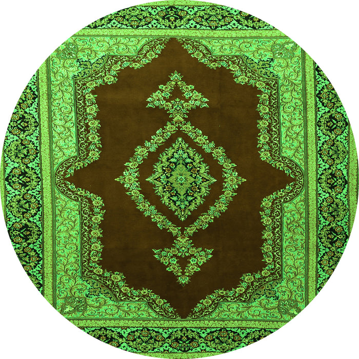 Square Persian Green Traditional Rug, tr1486grn