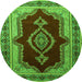 Square Persian Green Traditional Rug, tr1486grn