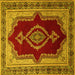 Square Machine Washable Persian Yellow Traditional Rug, wshtr1486yw