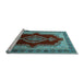 Sideview of Machine Washable Persian Light Blue Traditional Rug, wshtr1486lblu