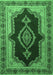 Machine Washable Persian Emerald Green Traditional Area Rugs, wshtr1486emgrn