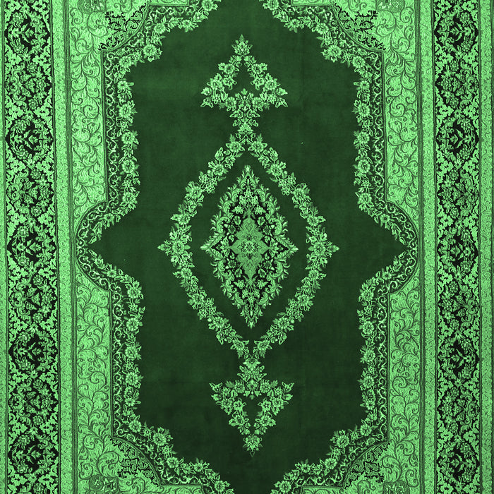 Machine Washable Persian Emerald Green Traditional Area Rugs, wshtr1486emgrn