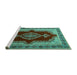 Sideview of Machine Washable Persian Turquoise Traditional Area Rugs, wshtr1486turq