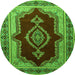 Machine Washable Persian Green Traditional Area Rugs, wshtr1486grn