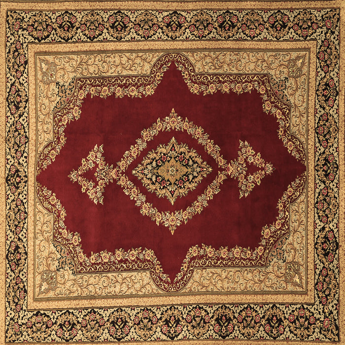 Square Machine Washable Persian Brown Traditional Rug, wshtr1486brn