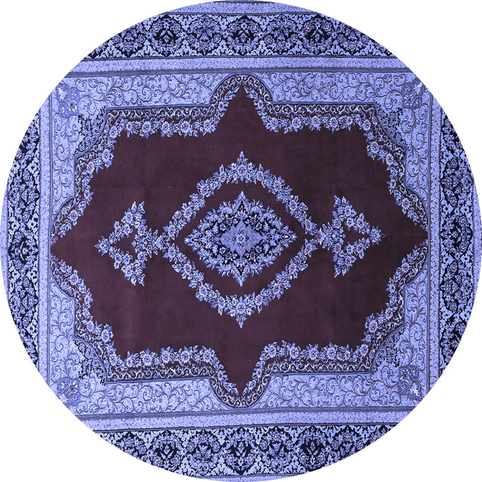 Round Persian Blue Traditional Rug, tr1486blu