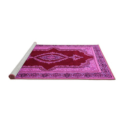 Sideview of Machine Washable Persian Pink Traditional Rug, wshtr1486pnk