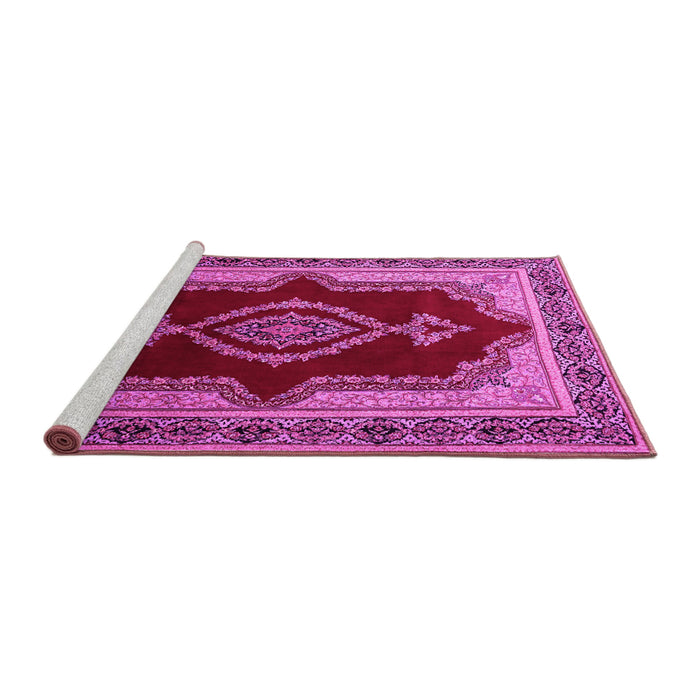 Sideview of Machine Washable Persian Pink Traditional Rug, wshtr1486pnk