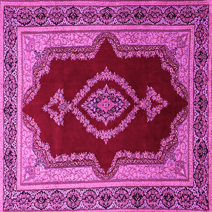 Square Machine Washable Persian Pink Traditional Rug, wshtr1486pnk