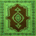 Round Machine Washable Persian Green Traditional Area Rugs, wshtr1486grn