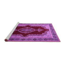 Sideview of Machine Washable Persian Purple Traditional Area Rugs, wshtr1486pur