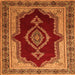 Round Machine Washable Persian Orange Traditional Area Rugs, wshtr1486org