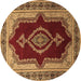 Round Machine Washable Persian Brown Traditional Rug, wshtr1486brn