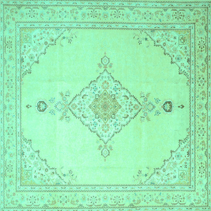 Square Machine Washable Persian Turquoise Traditional Area Rugs, wshtr1487turq