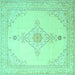 Square Machine Washable Persian Turquoise Traditional Area Rugs, wshtr1487turq