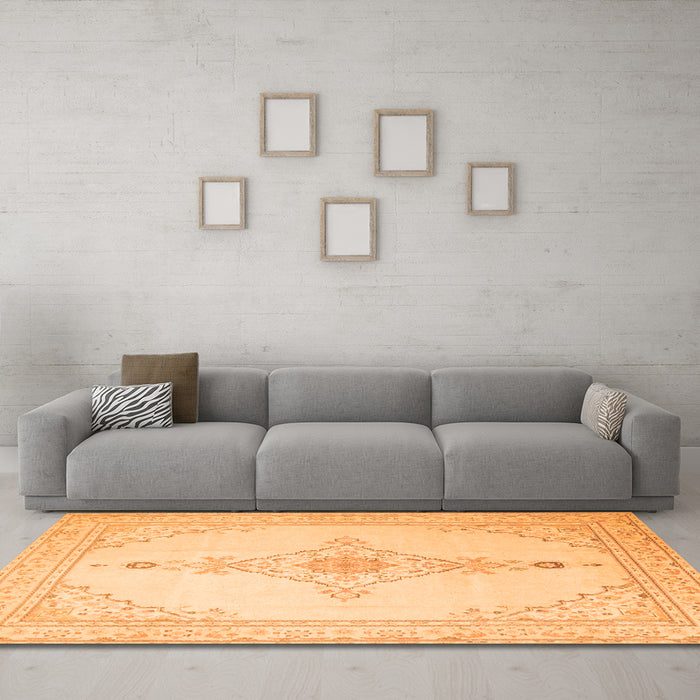 Machine Washable Persian Orange Traditional Area Rugs in a Living Room, wshtr1487org