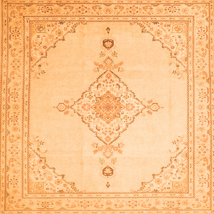 Round Machine Washable Persian Orange Traditional Area Rugs, wshtr1487org