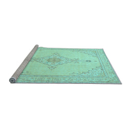 Sideview of Machine Washable Persian Light Blue Traditional Rug, wshtr1487lblu