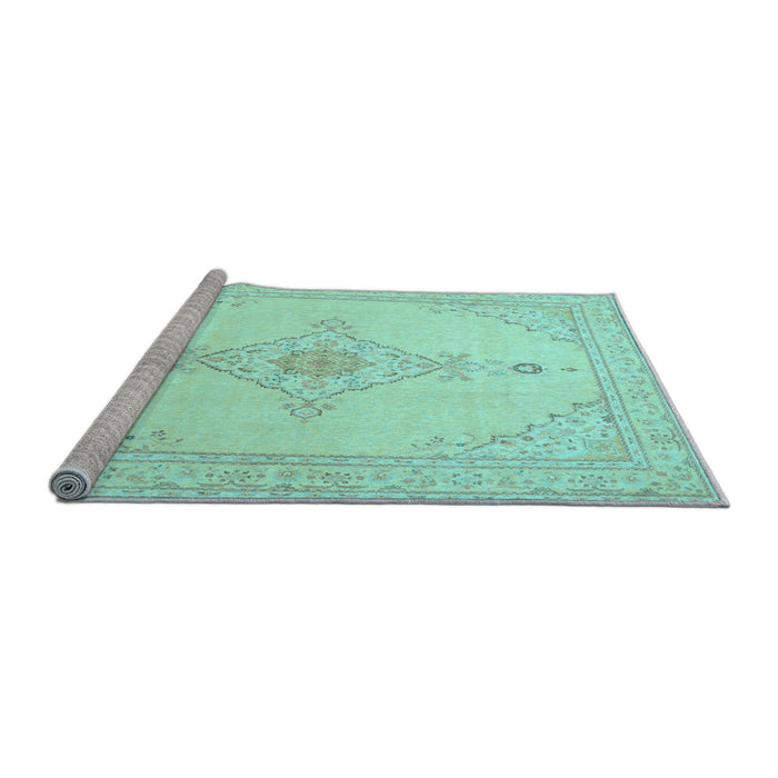 Sideview of Machine Washable Persian Light Blue Traditional Rug, wshtr1487lblu