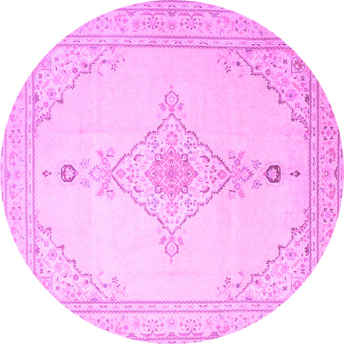 Round Persian Purple Traditional Rug, tr1487pur