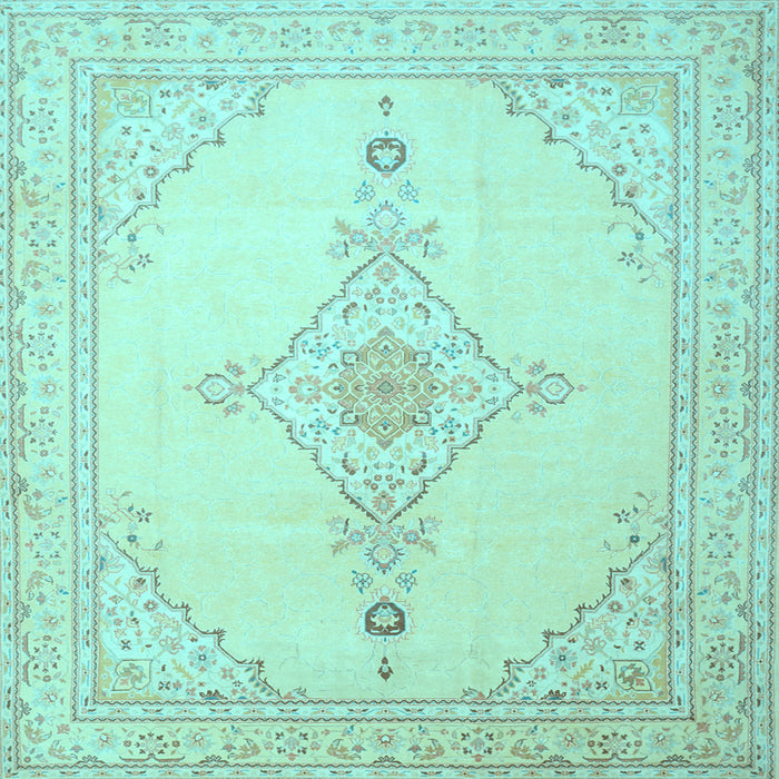 Square Machine Washable Persian Light Blue Traditional Rug, wshtr1487lblu