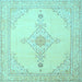 Square Machine Washable Persian Light Blue Traditional Rug, wshtr1487lblu