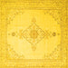 Square Machine Washable Persian Yellow Traditional Rug, wshtr1487yw
