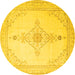 Round Persian Yellow Traditional Rug, tr1487yw