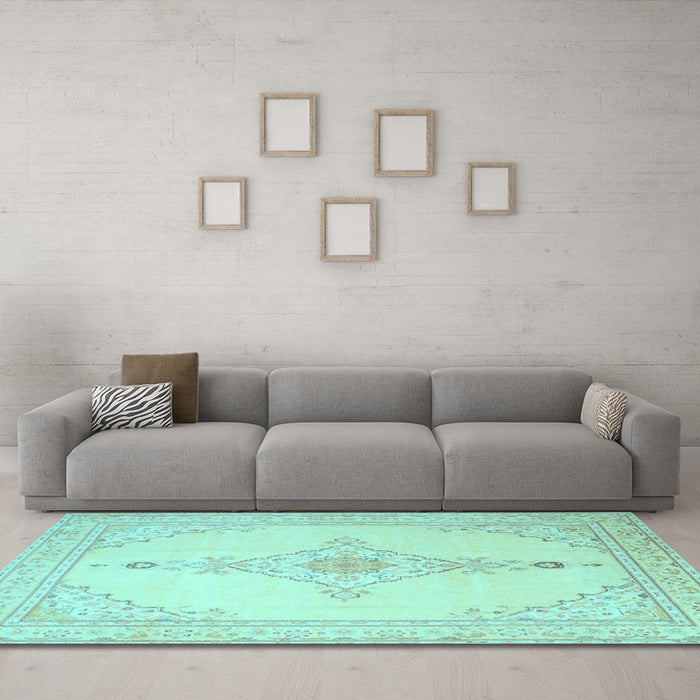 Machine Washable Persian Light Blue Traditional Rug in a Living Room, wshtr1487lblu