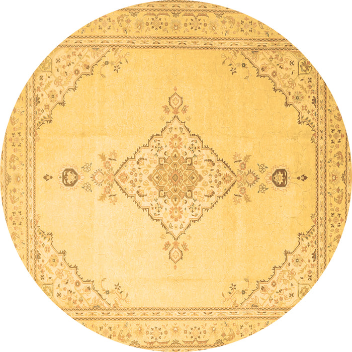 Round Persian Brown Traditional Rug, tr1487brn