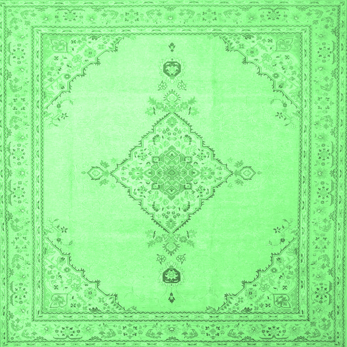 Square Persian Emerald Green Traditional Rug, tr1487emgrn