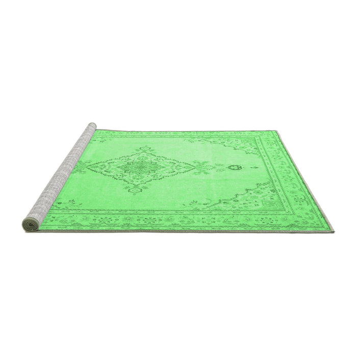 Sideview of Machine Washable Persian Emerald Green Traditional Area Rugs, wshtr1487emgrn