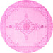 Round Persian Pink Traditional Rug, tr1487pnk