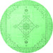 Round Persian Emerald Green Traditional Rug, tr1487emgrn