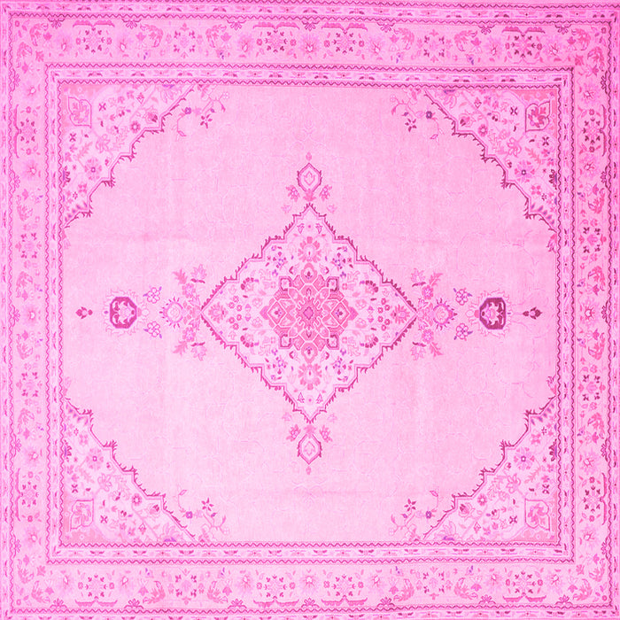 Square Machine Washable Persian Pink Traditional Rug, wshtr1487pnk