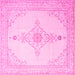 Square Machine Washable Persian Pink Traditional Rug, wshtr1487pnk